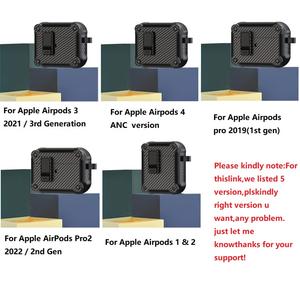 Funda protectora para auriculares de fibra de carbono con interruptor magnético para <span class=keywords><strong>Airpods</strong></span> 4 para <span class=keywords><strong>airpods</strong></span> 1 2 <span class=keywords><strong>3</strong></span> / Pro 2 TPU + PC Armor Cover + HOOK - Product Image 2