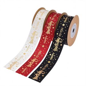 2.5Cm Dorure Lettres Anniversaire Diy Boîte Cadeau Emballage Ruban Gâteau Bandage - Product Image 1
