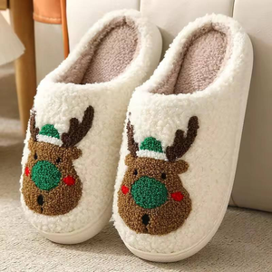 Adorables pantoufles de Noël 3D, design mignon Père Noël et renne, pantoufles d'hiver en peluche, douces et moelleuses, pantoufles d'intérieur, cadeau de Noël - Product Image 4