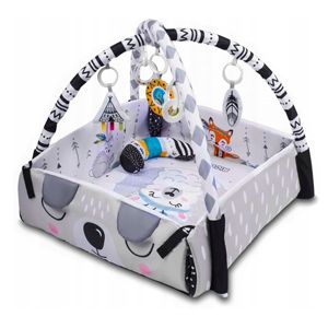 4 en 1 Multifonction Soft Toy Gym Rack 20 Balls Musical Playmat Cotton Activity Mat & Folding Fence 2cm Thick Baby Floor Cushion - Product Image 4