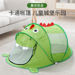 Carpa Infantil de Dinosaurio de Dibujos Animados, Diseño de Dinosaurio Verde con Dientes Grandes, Carpa de Juego Interior y Exterior para Niños de 2 a 4 Años - Product Image 1