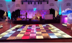 Écran lumineux LED pour piste de danse, portable, pour mariage, événement, fête, avec contrôle DMX512/WiFi, en verre trempé
