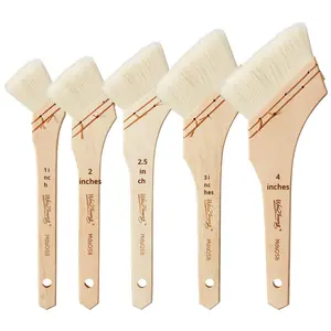 角形平毛水彩漆哈克刷套装加厚系列苏米刷木柄遮阳平漆Shisanyue MT05 - Product Image 1