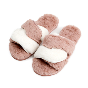 Pantuflas de Casa para Mujer con Diseño de Dos Tonos, Piel Sintética, Suela de TPR Transpirable, Diseño de Banda Cruzada y Punta Abierta, para Otoño - Product Image 2