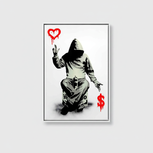 ภาพพิมพ์บนผ้าใบลายกราฟฟิตี "Banksy Love" หรือ "Dollar Graffiti" สำหรับตกแต่งผนังสไตล์สตรีทอาร์ต พร้อมกรอบสีขาว - Product Image 2