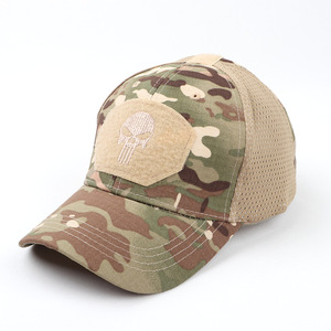 Casquette de baseball tactique en maille avec patch tête de mort, camouflage, pour entraînement extérieur, unisexe, respirante, imperméable, style trucker - Product Image 3