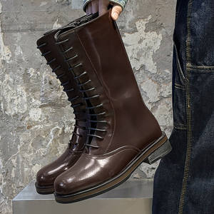 Stivaletti Casual da Uomo in Pelle con Suola Spessa, Antiscivolo, per Esterni, con Rialzo Interno - Product Image 2