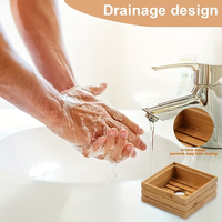 Scatola porta sapone quadrata in bambù per il bagno, contenitore in legno di bambù per sapone domestico