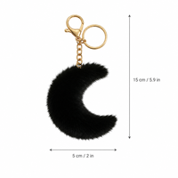 Porte-clés en fourrure en forme de lune, mignon et moelleux, breloques de couple, pendentif de sac, sangles de téléphone, cadeaux pour filles, femmes, étudiants, enfants et amis