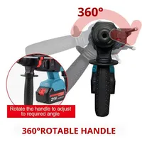 Marteau perforateur électrique industriel double usage, haute puissance, perceuse à percussion trois fonctions, batterie rechargeable, poignée en T, marteau sans balais