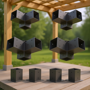 Kit de Soportes para Pérgola D0100X3LKHJ, 4 Piezas, 3 Vías, 5 mm de Grosor, Soporte de Esquina Resistente con Recubrimiento en Polvo para Vigas de Madera, Patio - Product Image 2