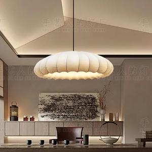 Lámpara Colgante de Tela Estilo Wabi Sabi, Redonda, Blanca, LED E27, Antideslumbrante, para Salón de Té, Estudio, Hotel, Barra de Bar - Product Image 4