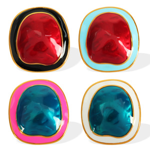 ต่างหูทรงเรขาคณิต โลหะผสมสังกะสี รูปวงรีไม่สมมาตร ประดับขอบแบบ Bezel เครื่องประดับแฟชั่น ขายส่ง - Product Image 5