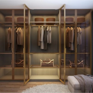 เฟอร์นิเจอร์ห้องนอนแบบสั่งทำทันสมัยพร้อมระบบตู้เสื้อผ้าแบบวอล์คอินและลิ้นชักเก็บเสื้อผ้าแบบพับได้สำหรับใช้ในบ้านและโรงแรม - Product Image 1