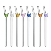 Accessoires en gros pour pailles en verre réutilisables, série animaux Pajita De Cristal, pour les amateurs de boissons en verre, emballage en vrac