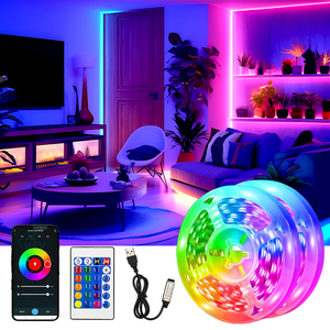 Bande <span class=keywords><strong>LED</strong></span> RGB Flexible Multicolore DC12V <span class=keywords><strong>3528</strong></span> IP65 5M 10m Effet Magique - Product Image 1