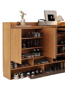 XHA customizable oak colored solid wood custom <b>shoe</b> cabinet hallway <b>storage</b> - Product Image 1