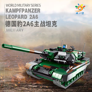 Modèle de <span class=keywords><strong>char</strong></span> d'assaut <span class=keywords><strong>Leopard</strong></span> 2A6 de la Seconde Guerre mondiale, thème militaire allemand, AJB, échelle 1:1, ensembles de blocs de construction assemblés, jouets éducatifs - Product Image 2