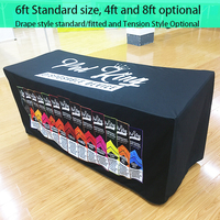 Table d'exposition événementielle réutilisable en tissu tricoté polyester 6FT, impression couleur par sublimation, imperméable et ignifuge