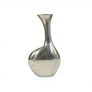 Modern Wedding Aluminium <b>Vase</b> for Living Room Tabletop Decoration Silver Finished Shiny Polished - Product Image 1