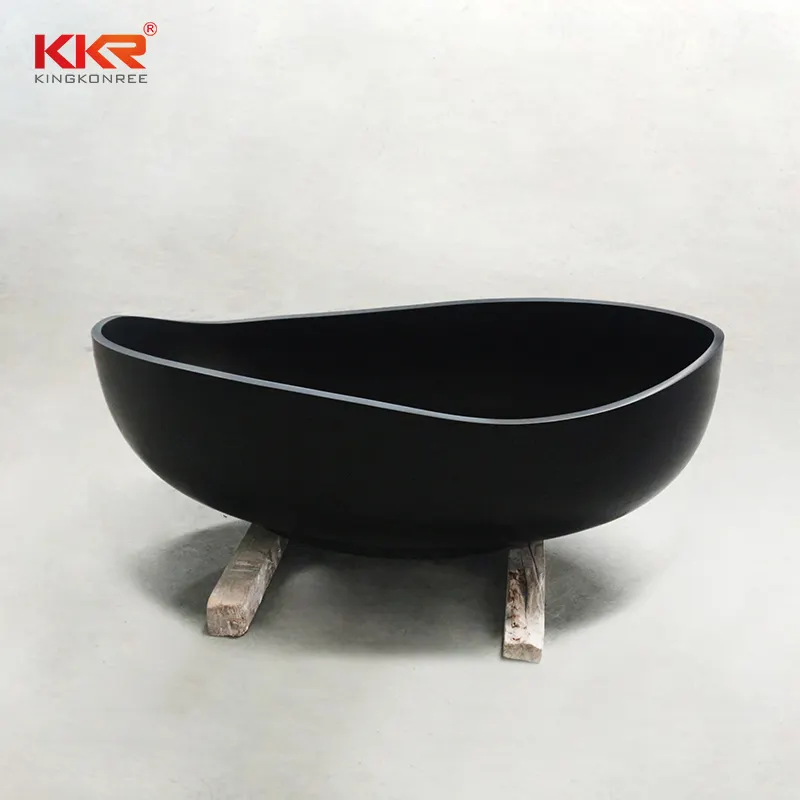 2022 KKR Black Solid Surface Bathtub Resin Stone Freestanding Bathtub Luxury black Color Bathtub For Hotel