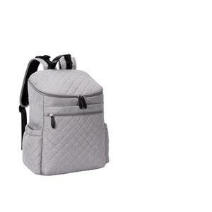 Sac à dos imperméable en nylon de qualité supérieure à motif diamant pour femmes et hommes avec accents en cuir orange et double fermeture éclair - Product Image 5