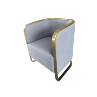 Fauteuil d'appoint incurvé en velours avec structure en métal doré pour salon, idéal pour villas et hôtels – Collection Loisirs Résidentiels