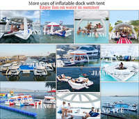 Plataforma Flotante Inflable para Tomar el Sol, Isla Flotante, Plataforma de Ocio para Fiestas, Muelle Flotante Inflable para Fiestas con Carpas
