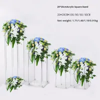 Nouveau Support de Fleurs de Table de Mariage Moderne en Acrylique Transparent à Cadre Carré pour Décoration Extérieure