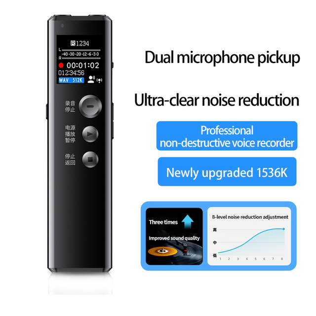 Customized 8GB Zinc Alloy Portable Mini Smart Digital Voice Recorder 1.4inch OLED Screen Type-C USB WAV Support for