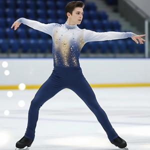 Combinaisons sur mesure en gros pour hommes, vêtements de scène, danse, patinage artistique, entraînement, danse latine, costume de gymnastique - Product Image 5