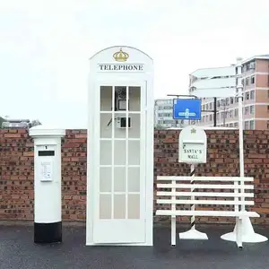 Decoración de suelo de cabina de teléfono grande, Red Retro de estilo británico, modelo de hierro rojo, casillero grande, decoración Industrial para cabina de teléfono