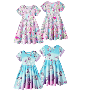 Vestito da <span class=keywords><strong>bambina</strong></span> a maniche corte con fiori, abbigliamento estivo per bambini, vestito da principessa per bambini, costume da <span class=keywords><strong>unicorno</strong></span> per ragazze di Halloween - Product Image 1