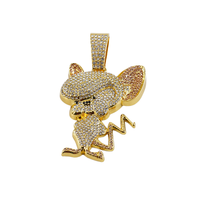 PD3116 Souris Or Diamant Pendentif Or Blanc Charme pour Classe ou Fête avec Cadeau Dessins Animés
