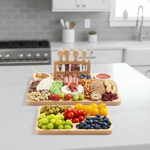 Modern Bamboo Charcuterie Boards Knife Set <b>Eco</b>-<b>Friendly</b> Durable Unique Gift for Housewarming Anniversary Wedding Mother Day - Product Image 1