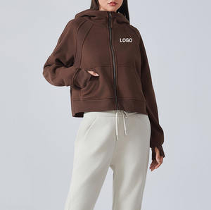 Nuevo abrigo deportivo con capucha y cremallera de lana, sudadera holgada de ocio para mujer, abrigo de Yoga, sudaderas con capucha - Product Image 1