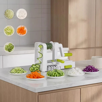 Râpe pliable en acier inoxydable, coupe-légumes manuel en spirale avec récipient, outil de cuisine portable