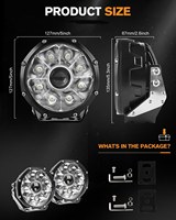 Feux LED ronds de 5 pouces pour tout-terrain, feux de fossé, 3200LM, spot ultra large central, adaptés aux pick-up, camions, VUS, VTT