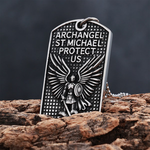 Colgantes Vintage de Acero Inoxidable Chapados en Oro de 18K con Diseño de Arcángel Miguel, Colgantes de Marca <span class=keywords><strong>Militar</strong></span> - Product Image 5