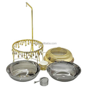 Set Pemanas Makanan Stainless Steel Terbaru dengan Tutup Gantung, Pemanas Uap, Warna Emas, 8L, Penghangat Makanan 24 Jam, untuk Pesta dan Pernikahan - Product Image 6