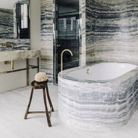 Baignoire en marbre naturel minimaliste moderne, finition ciselée à la main, OEM CNC, étanche, sur mesure