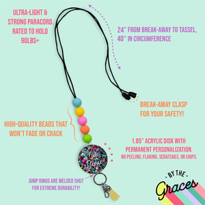 Trendy Silicone bead <b>Lanyard</b> Personalized <b>Lanyard</b> <b>for</b> <b>Keys</b> or ID Badge-Beaded <b>Lanyard</b> with Name-Adorable Teacher Gifts - Product Image 3