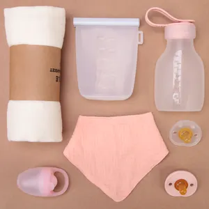 शिशु उपहार सेट ट्रेंडिंग उत्पाद 2024 नए आगमन कस्टम प्रिंट लोगो को बच्चे के भोजन के लिए पुनः प्रयोज्य स्तन दूध भंडारण बैग