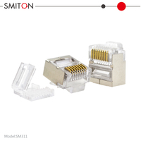 Connecteur Mini RJ45 8 broches, fiche courte blindée, connecteur Ethernet modulaire FTP plaqué or pour câble plat de réseau