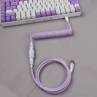 Teclado mecánico de doble manga PET en forma de Z al por mayor, cable estándar USB 2,0 tipo C en espiral con aviador GX16