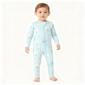 Baju Bayi Baru Lahir Custom Nyaman Lengan Panjang Resleting YKK Dua Arah Bahan Lyocell Bambu Romper Bayi - Product Image 3