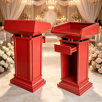 Podio de Metal Dorado Cepillado para Ceremonias, Atril para Bodas con Gabinete de Almacenamiento con Cerradura, Atril para Discursos para Eventos y Decoración de Iglesias
