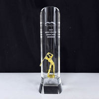 Trophée de sport en cristal de balle de golf en verre transparent avec design personnalisé original, doré, argenté, bronze