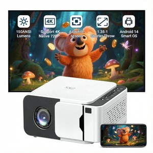 Projecteur LCD portable Android 4K Smart TV pour jeux vidéo, 150 ANSI, mini projecteur de films, téléphone sans fil, jeux, Wifi, réunions - Product Image 1