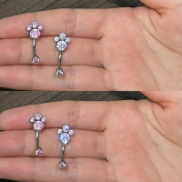 Anneau de nombril en alliage de titane F136 plaqué or avec cristaux multicolores, filetage femelle, pour piercing du nombril